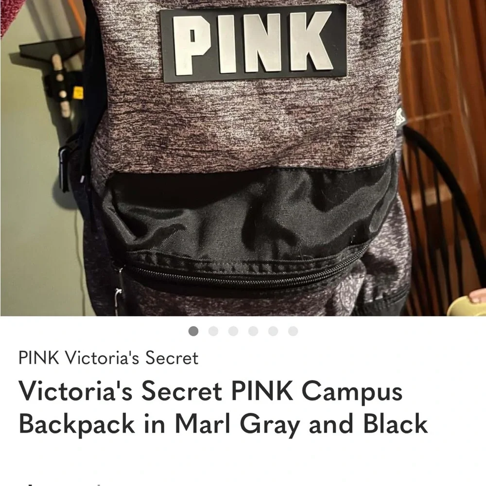 Victoria's Secret PINK Heathered Gray and Black Backpack - Picture 1 of 2